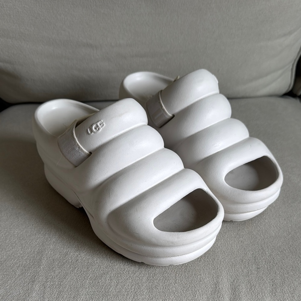 UGG White Slide Sandals